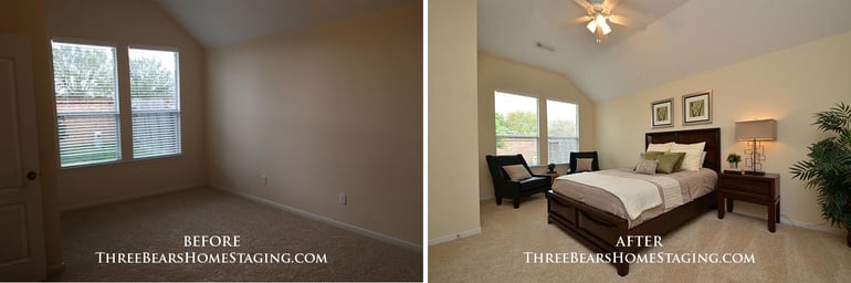 A home before and after staging