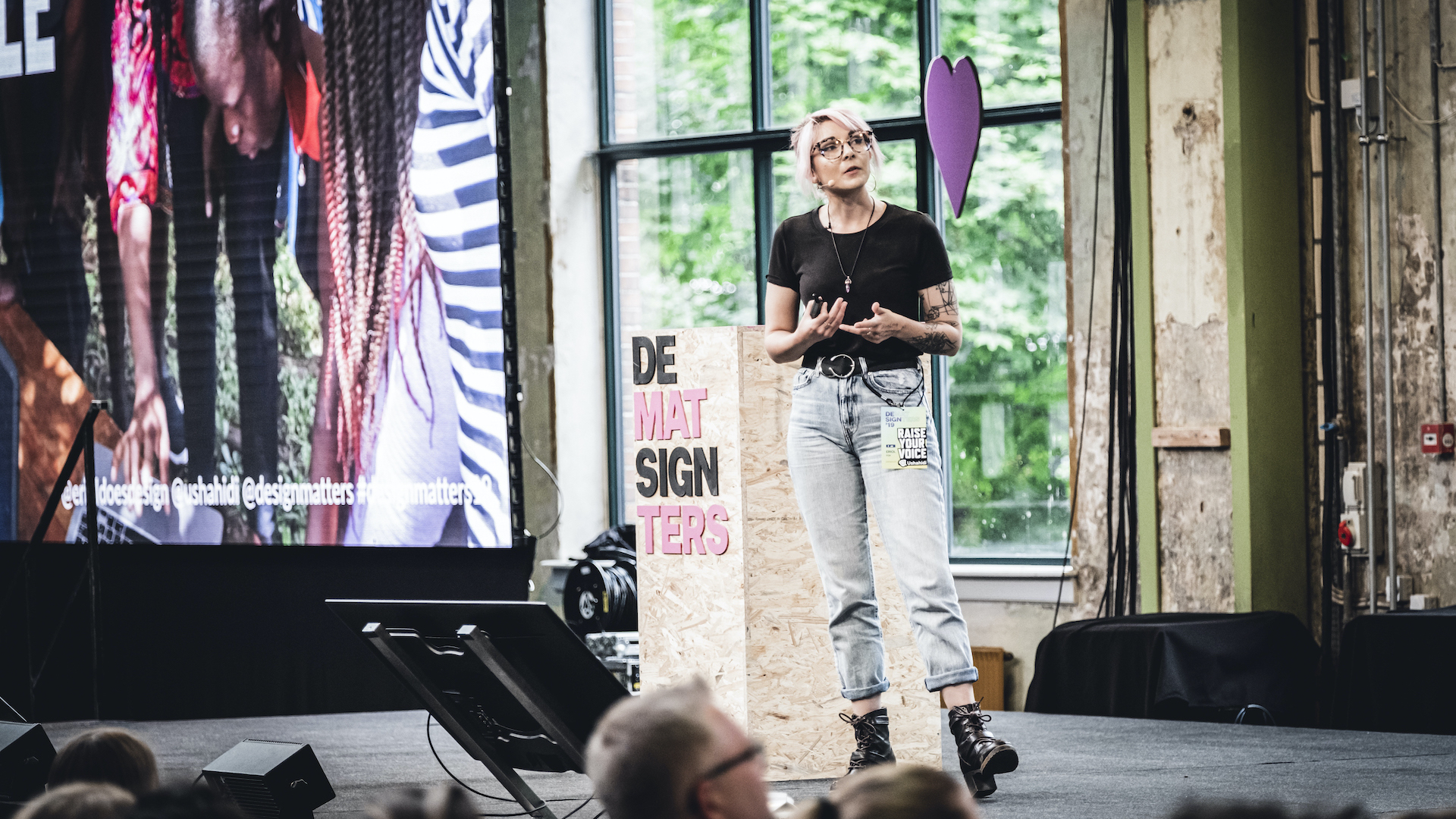 Eriol Fox on stage at Design Matters 2019 in Copenhagen.